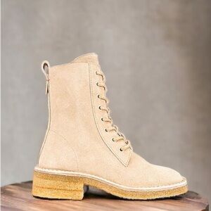 Chloe Edith Suede Lace Up Combat Boots